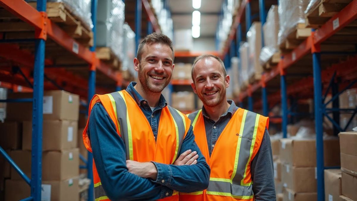 Gratton Warehouse team working among the pallet racks of the Omaha facility