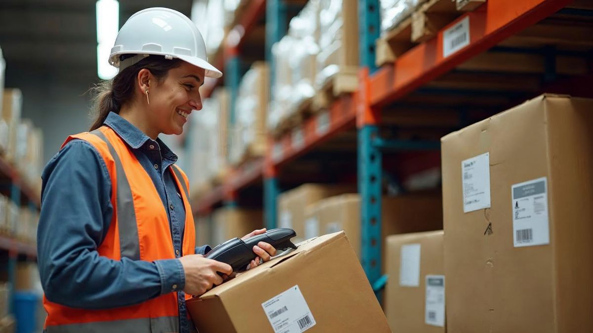 Warehouse worker scanning a barcode while picking an order